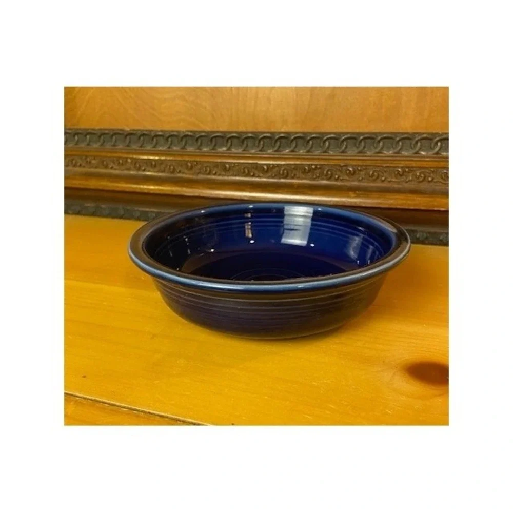 Fiesta HLC Cobalt Blue Cereal Bowl 6.75 Inch Vintage USA Stoneware Dark Blue